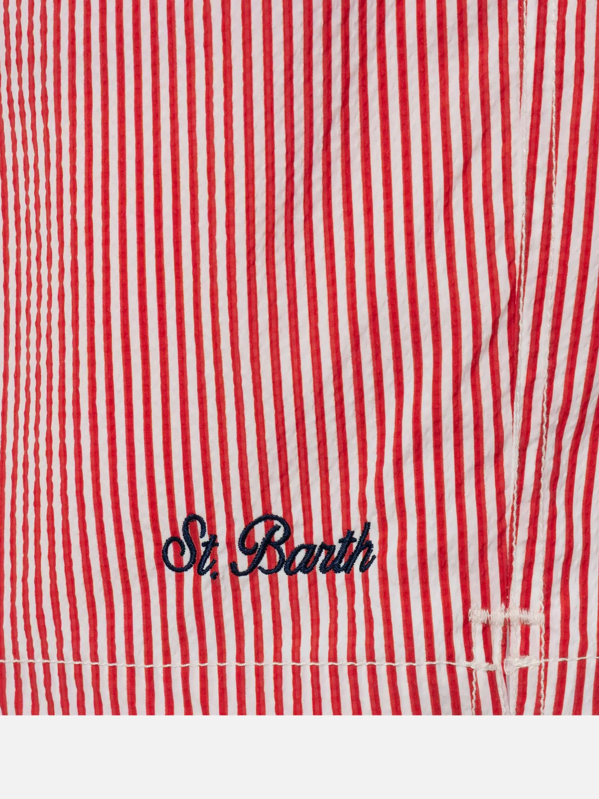 Seersucker red striped classic light swim shorts Patmos