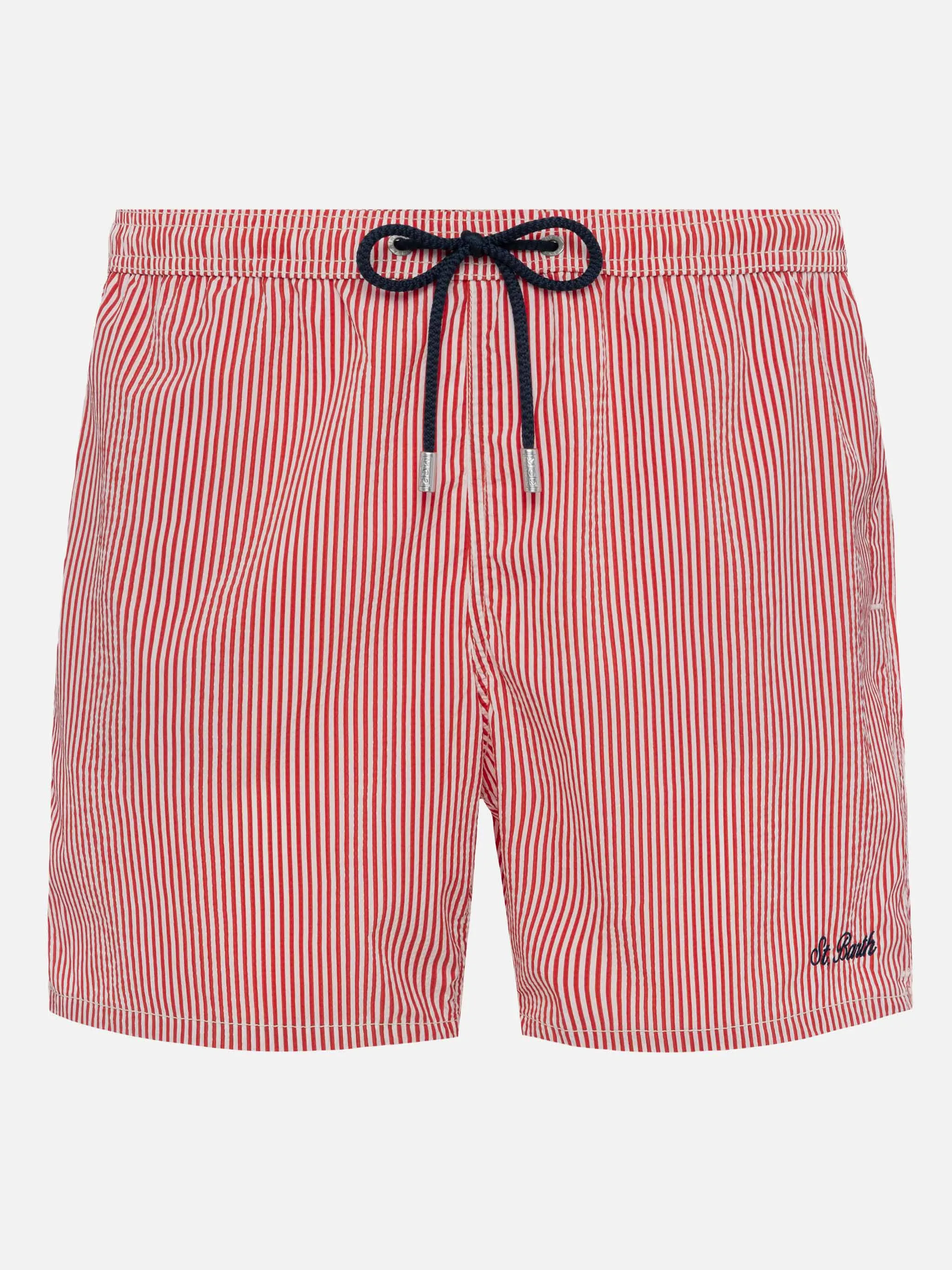 Seersucker red striped classic light swim shorts Patmos