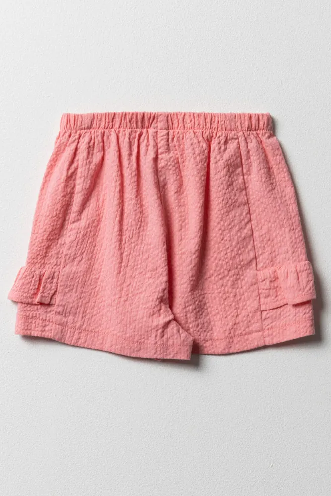 Seersucker Shorts Frilled Peach