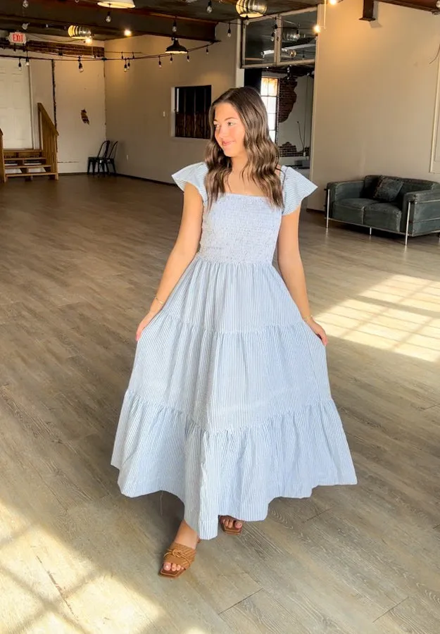 Seersucker Smocked Dress