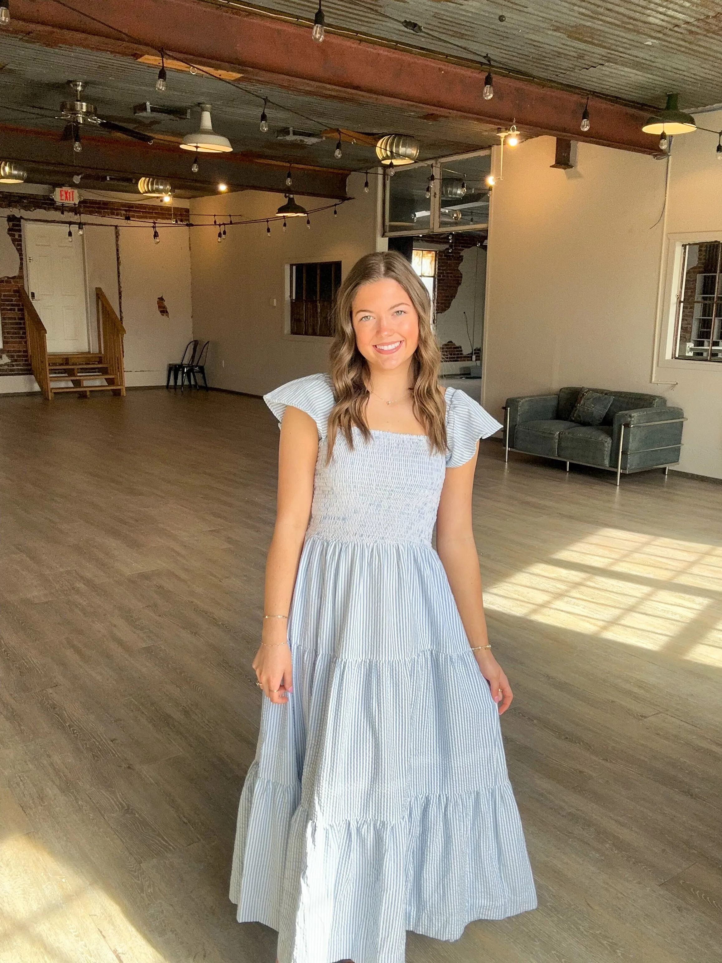 Seersucker Smocked Dress