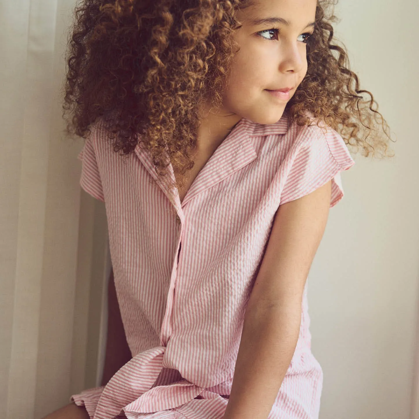 SEERSUCKER stripe crop shirt
