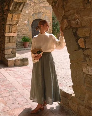 Shaina - Linen Skirt in Basil