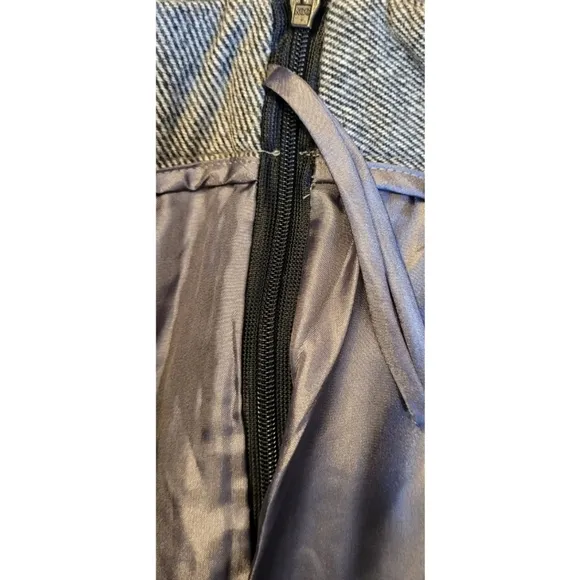 Sharinio Womens Herringbone Mini Skirt Gray Size XS Black Button Detail Ruffles