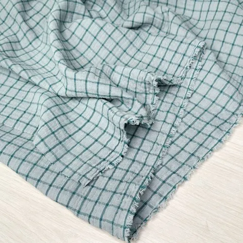 Shark/Palm Check - Yarn-Dyed Double Gauze - 1/2 metre