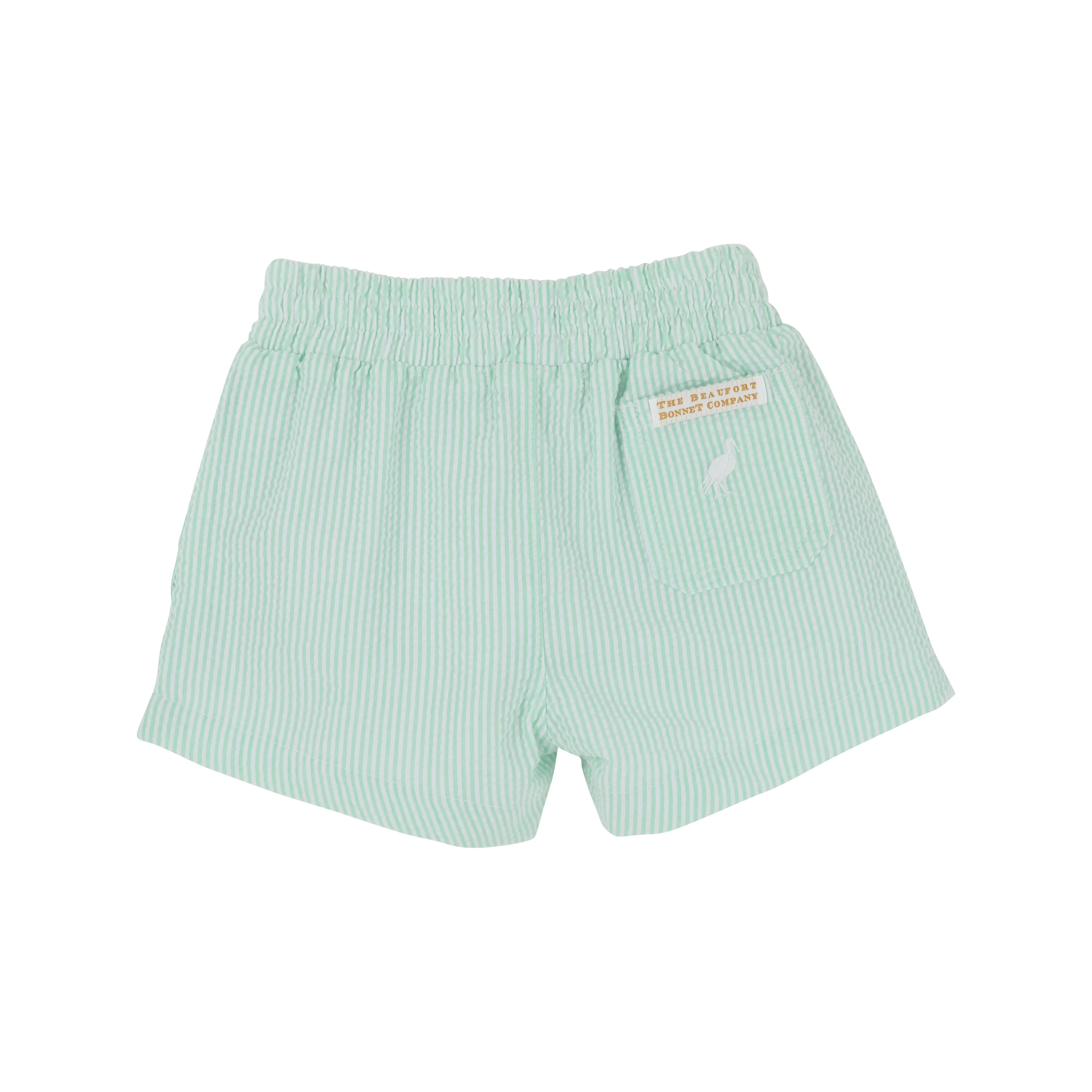 Sheffield Shorts - Grace Bay Green Seersucker with Worth Avenue White Stork