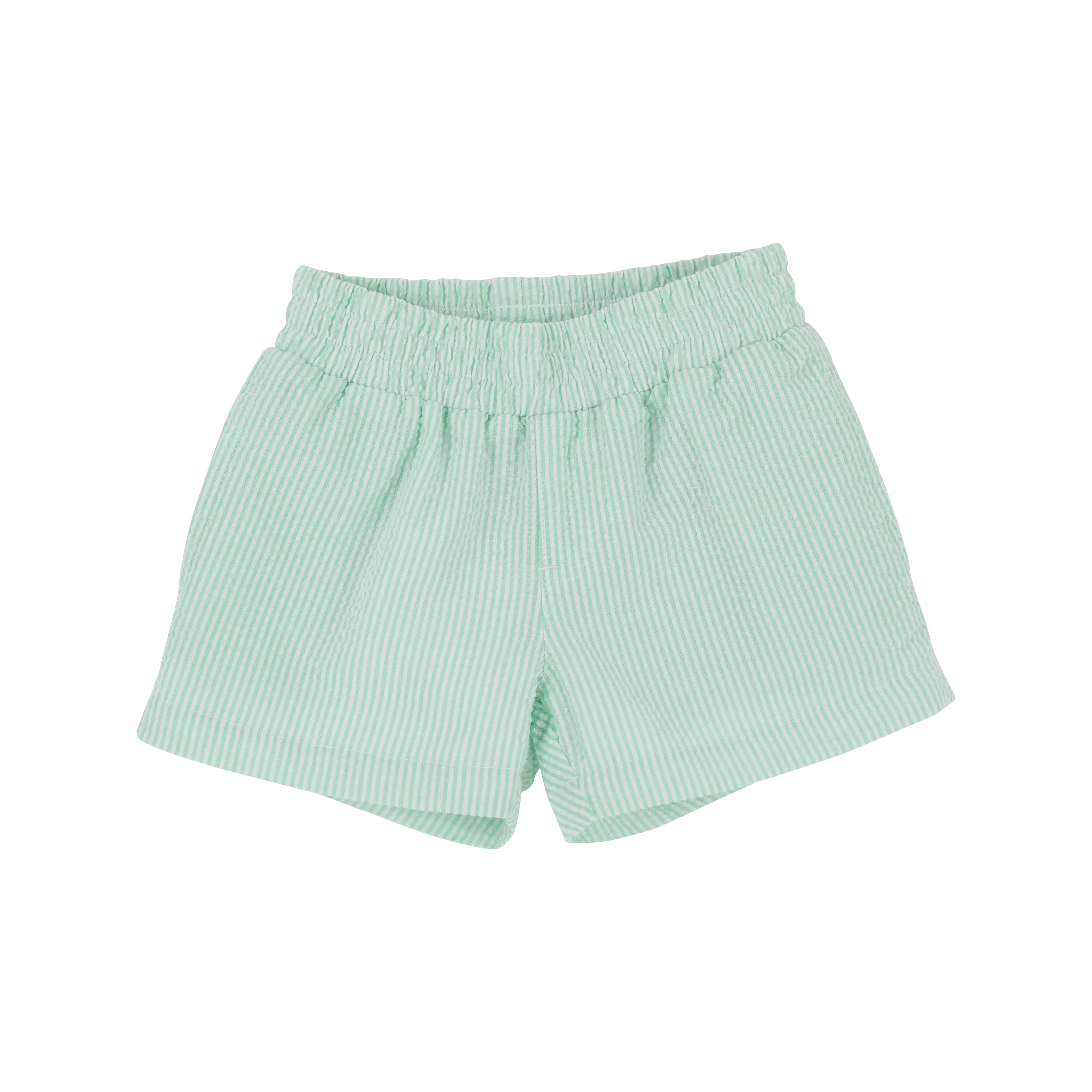Sheffield Shorts - Grace Bay Green Seersucker with Worth Avenue White Stork