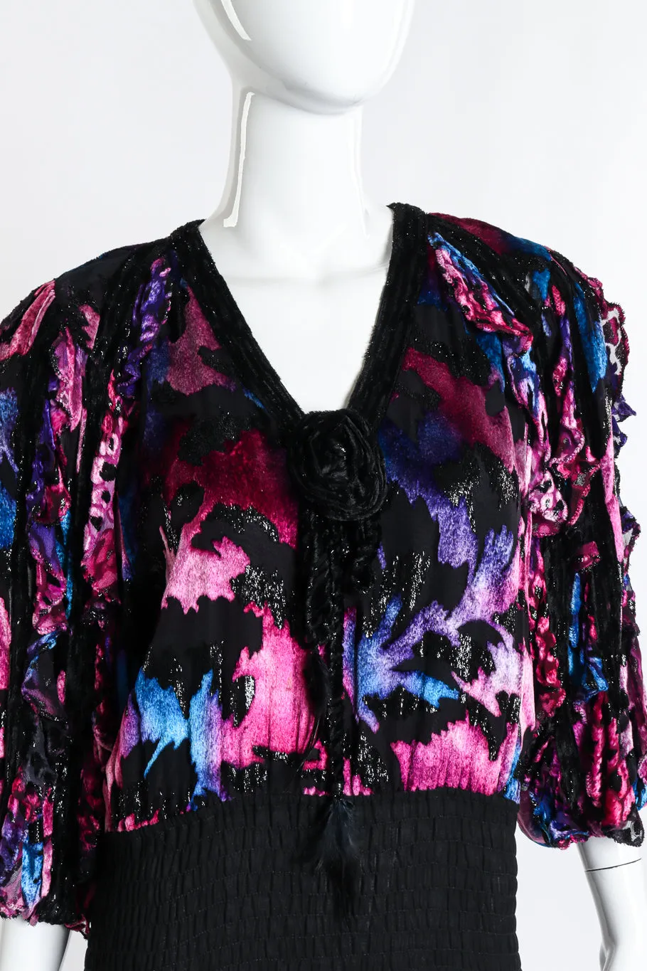 Shirred Velvet Burnout Dress