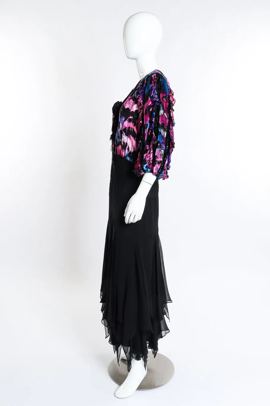 Shirred Velvet Burnout Dress
