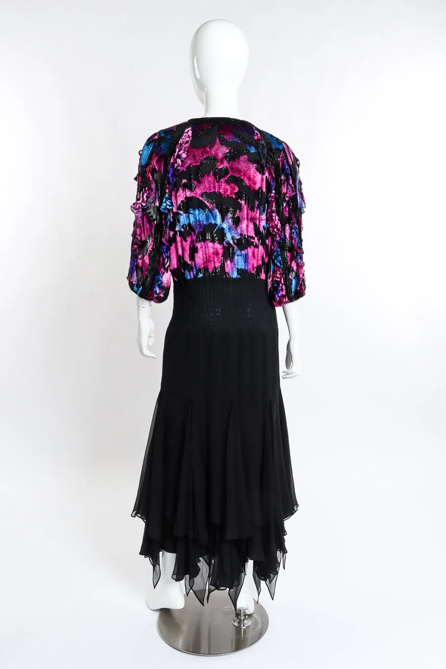 Shirred Velvet Burnout Dress