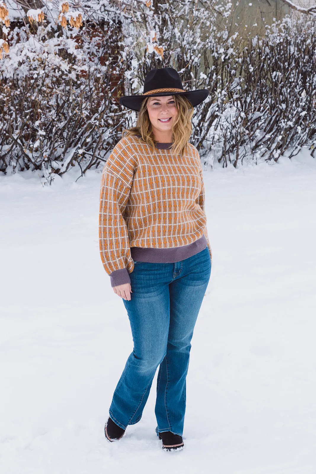 Shivaun Double Plaid Pattern Sweater