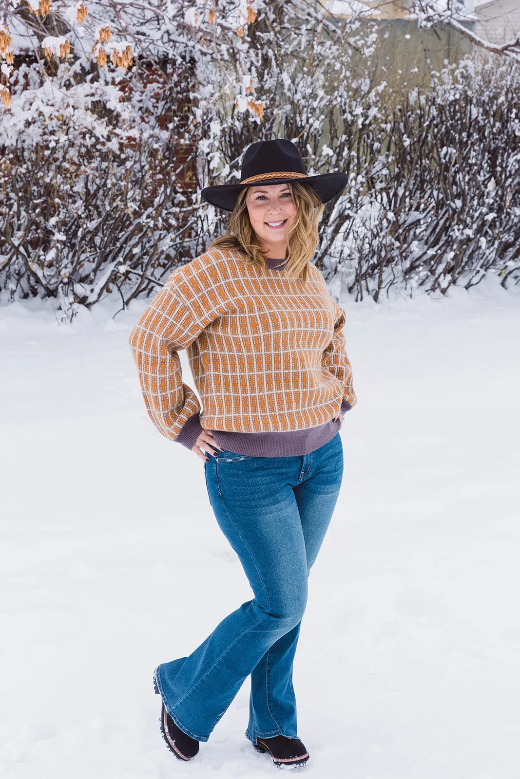 Shivaun Double Plaid Pattern Sweater