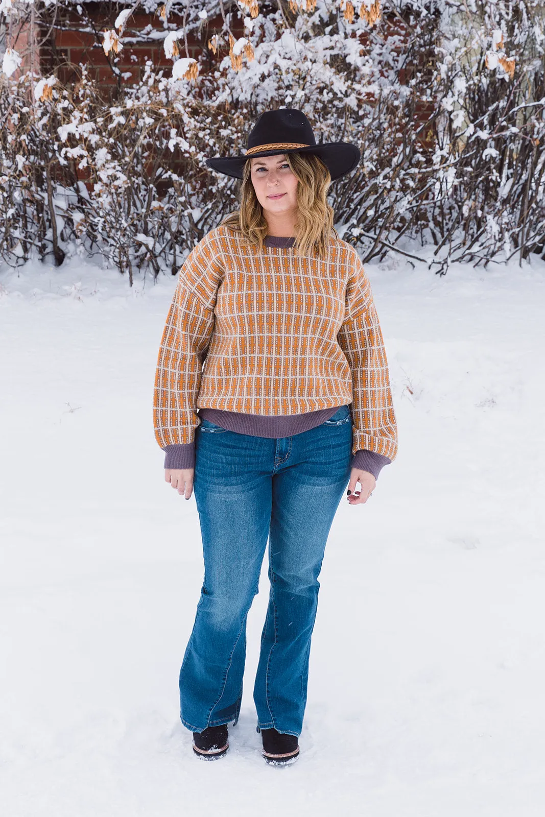 Shivaun Double Plaid Pattern Sweater
