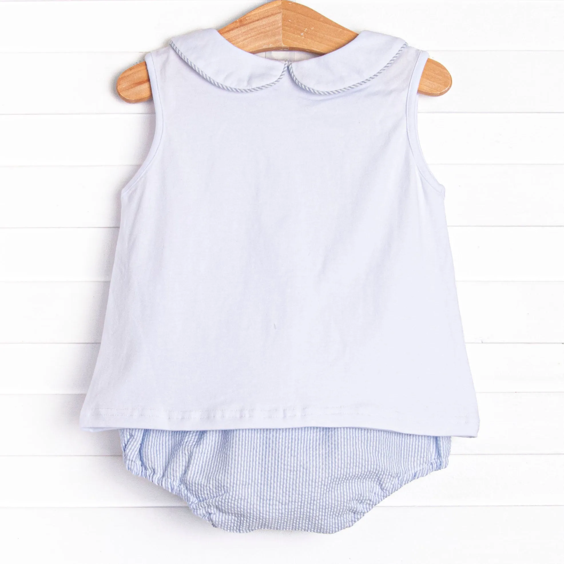 Shoreline Seersucker Diaper Set, Blue