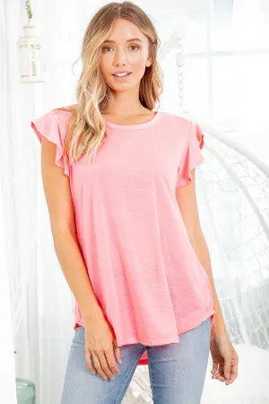 Short Ruffled Sleeve Blouse