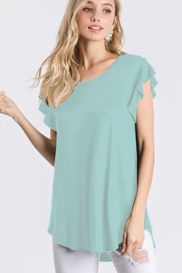 Short Ruffled Sleeve Blouse