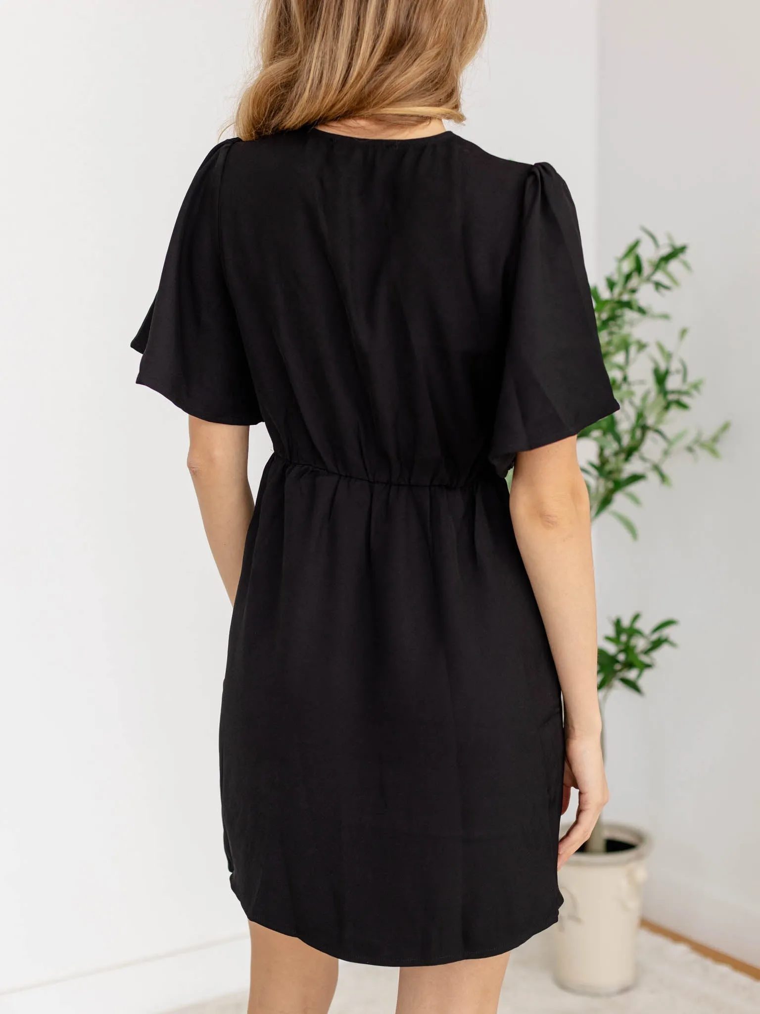 Short Sleeve Ruffled Wrap Dress