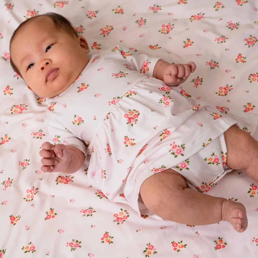 Short Sleeve Skirted Onesie- Blushing Blossom