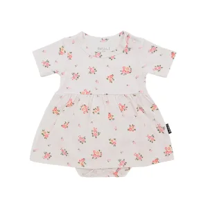 Short Sleeve Skirted Onesie- Blushing Blossom