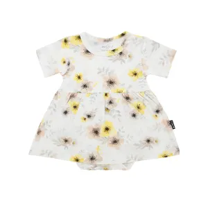 Short Sleeve Skirted Onesie- Sunny Meadows