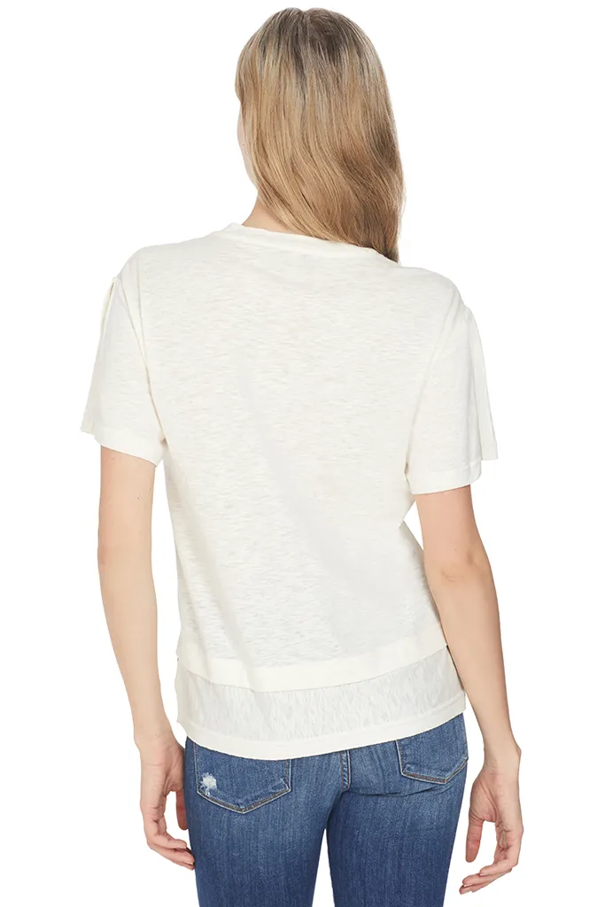 Short Sleeve Tee W/ Slit Detail (White)