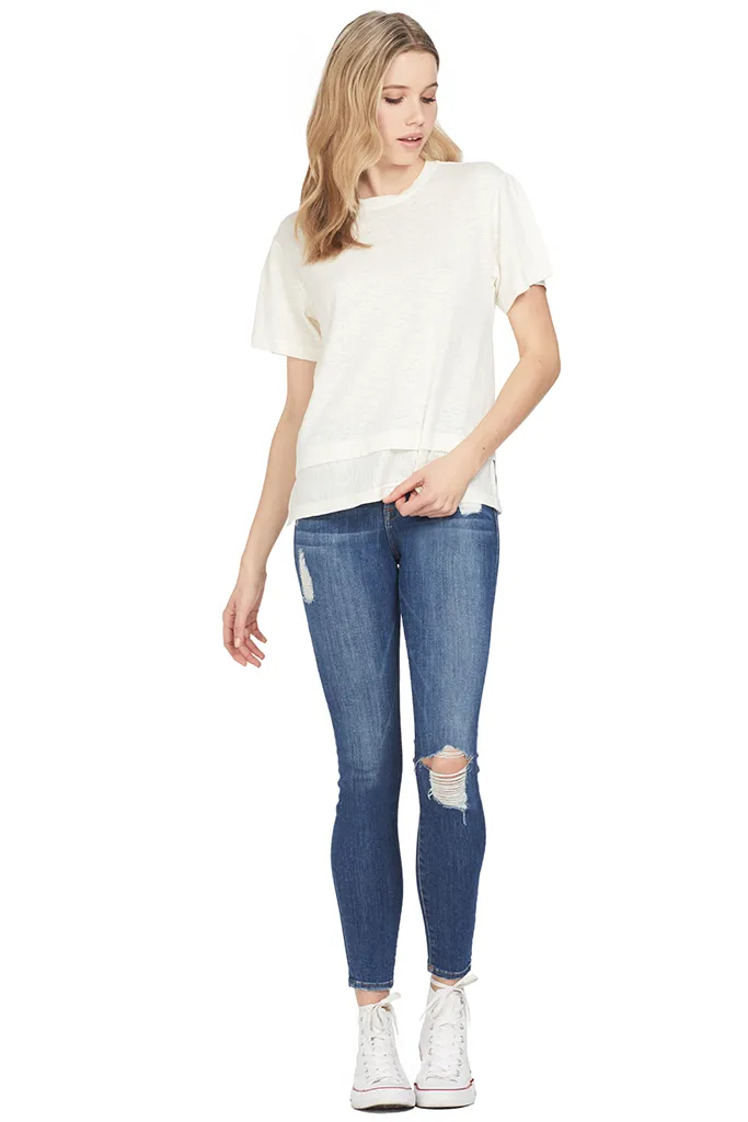 Short Sleeve Tee W/ Slit Detail (White)
