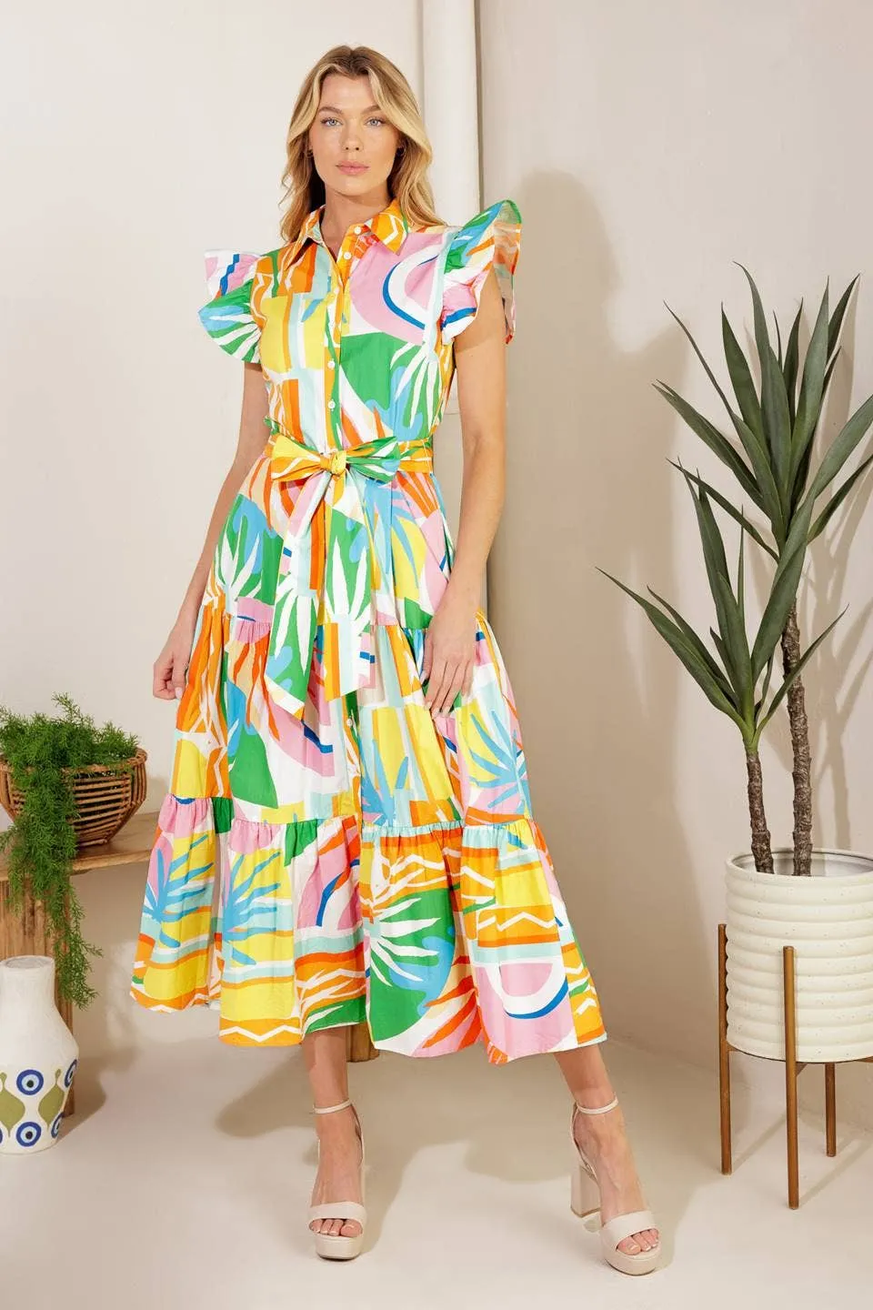 Show Your True Self Printed Woven Midi Dress