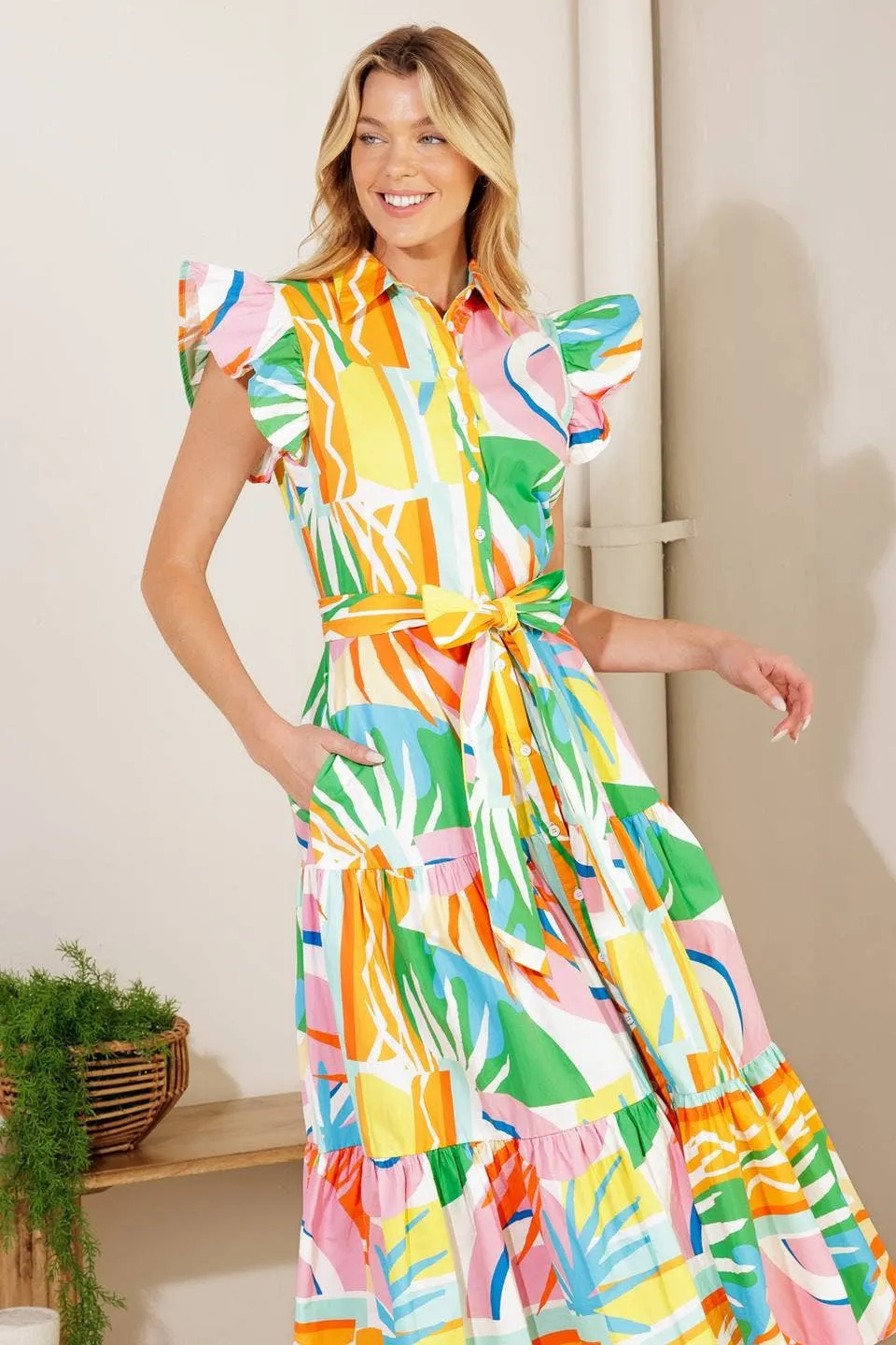 Show Your True Self Printed Woven Midi Dress