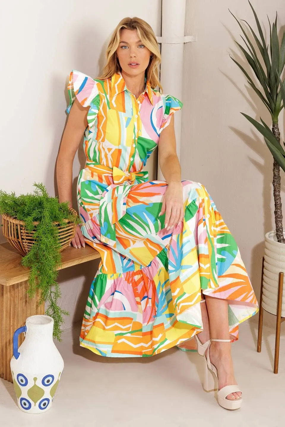 Show Your True Self Printed Woven Midi Dress