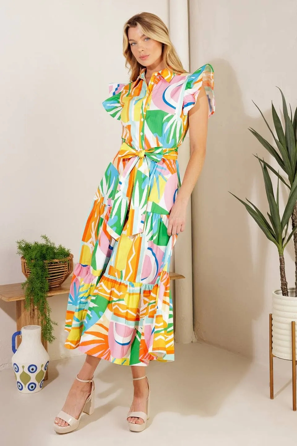 Show Your True Self Printed Woven Midi Dress