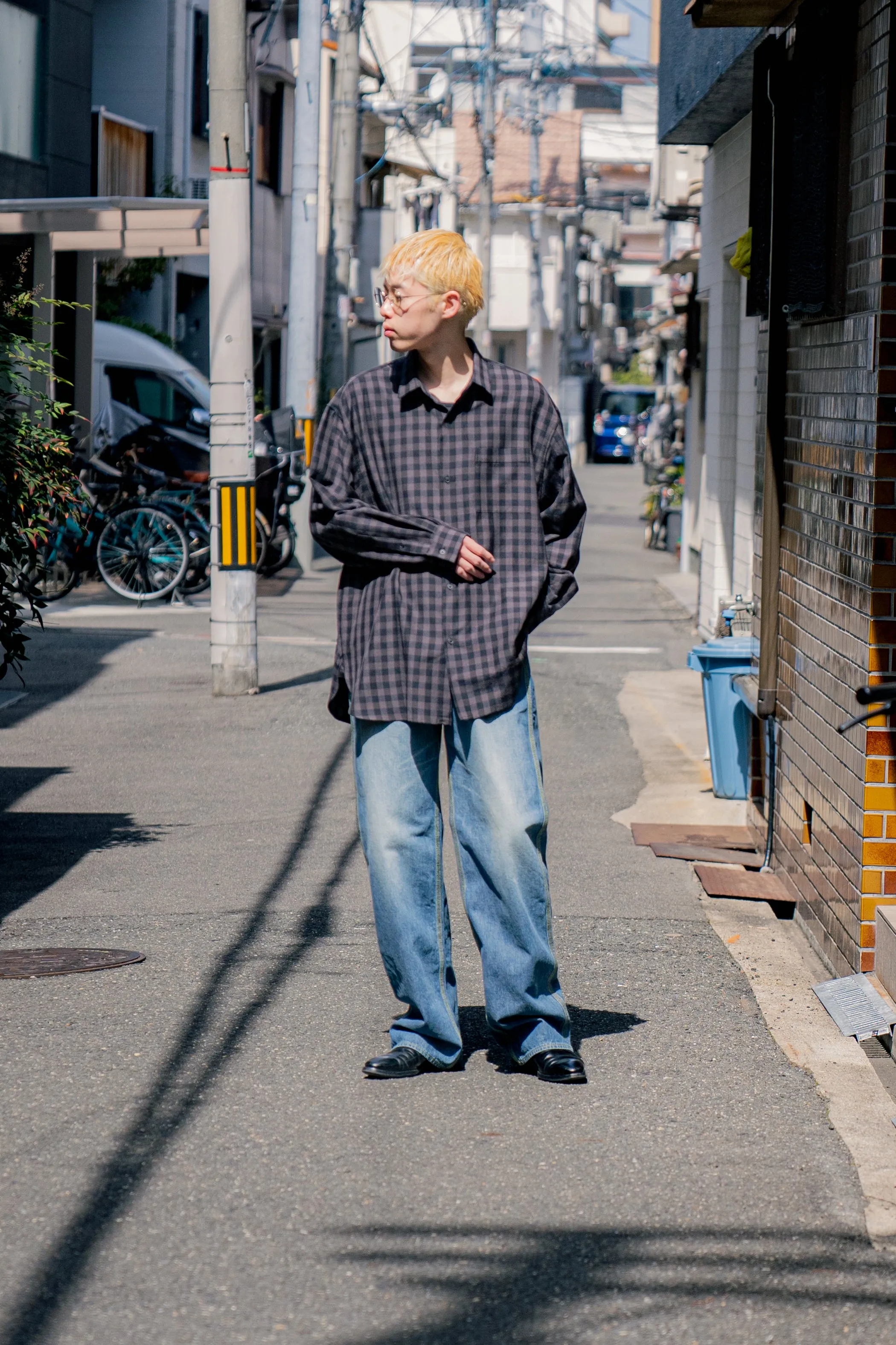Silk Plaid Wide Shirts