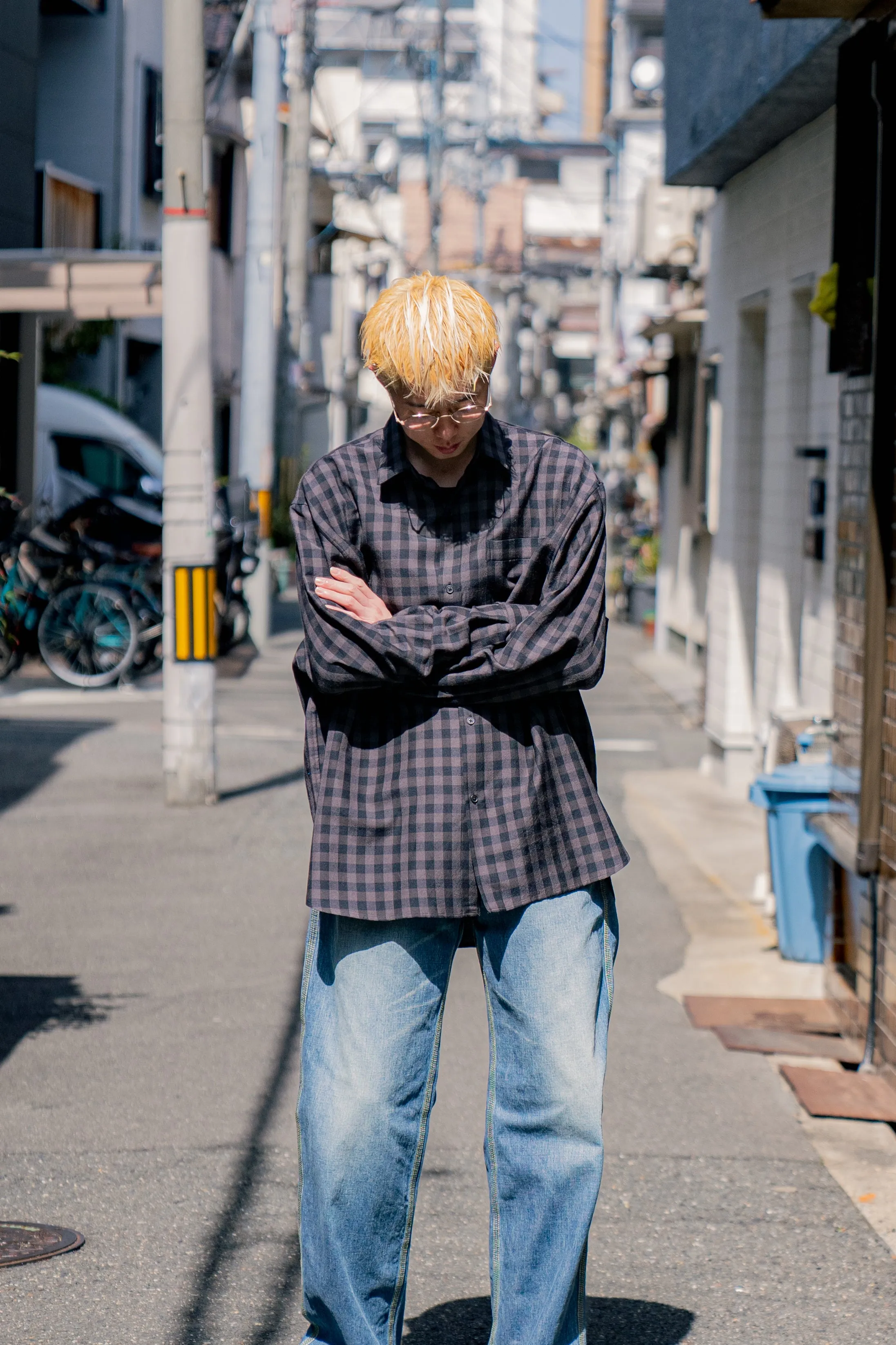 Silk Plaid Wide Shirts