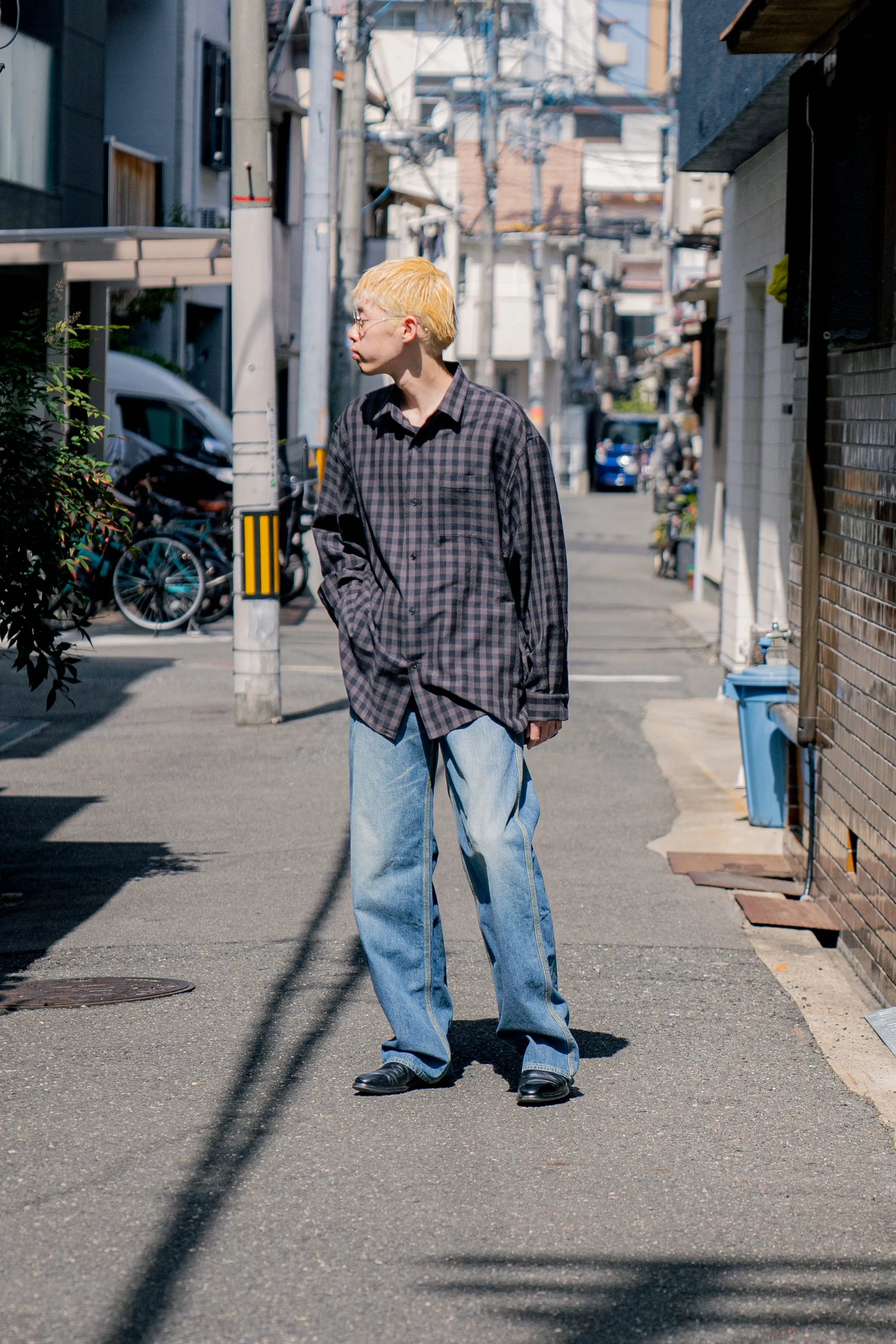 Silk Plaid Wide Shirts