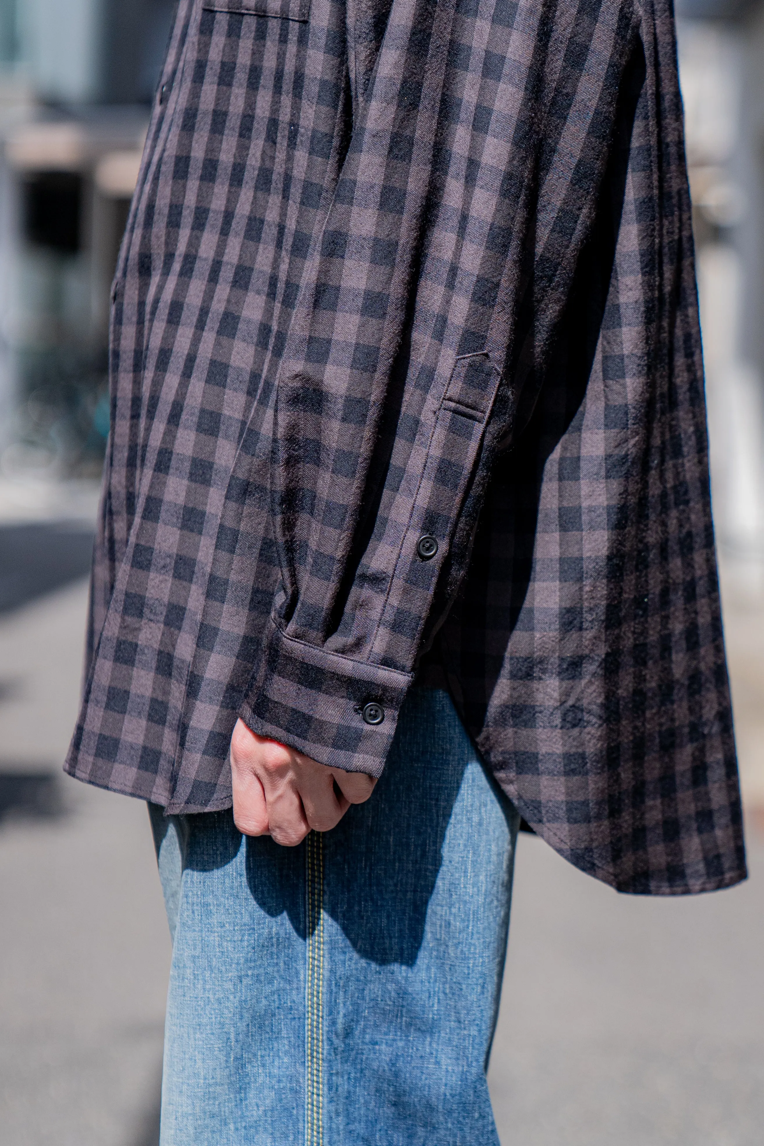 Silk Plaid Wide Shirts