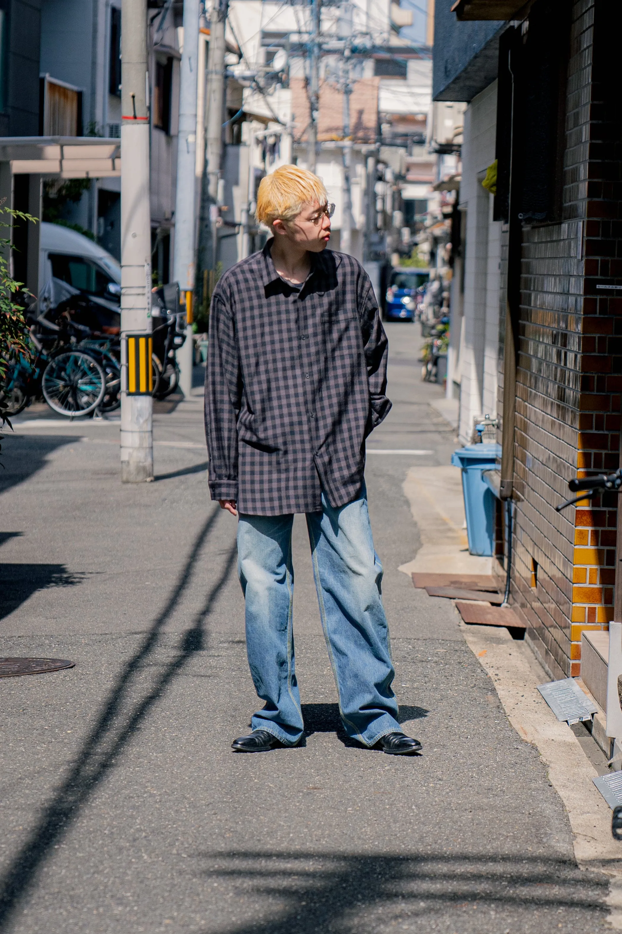 Silk Plaid Wide Shirts