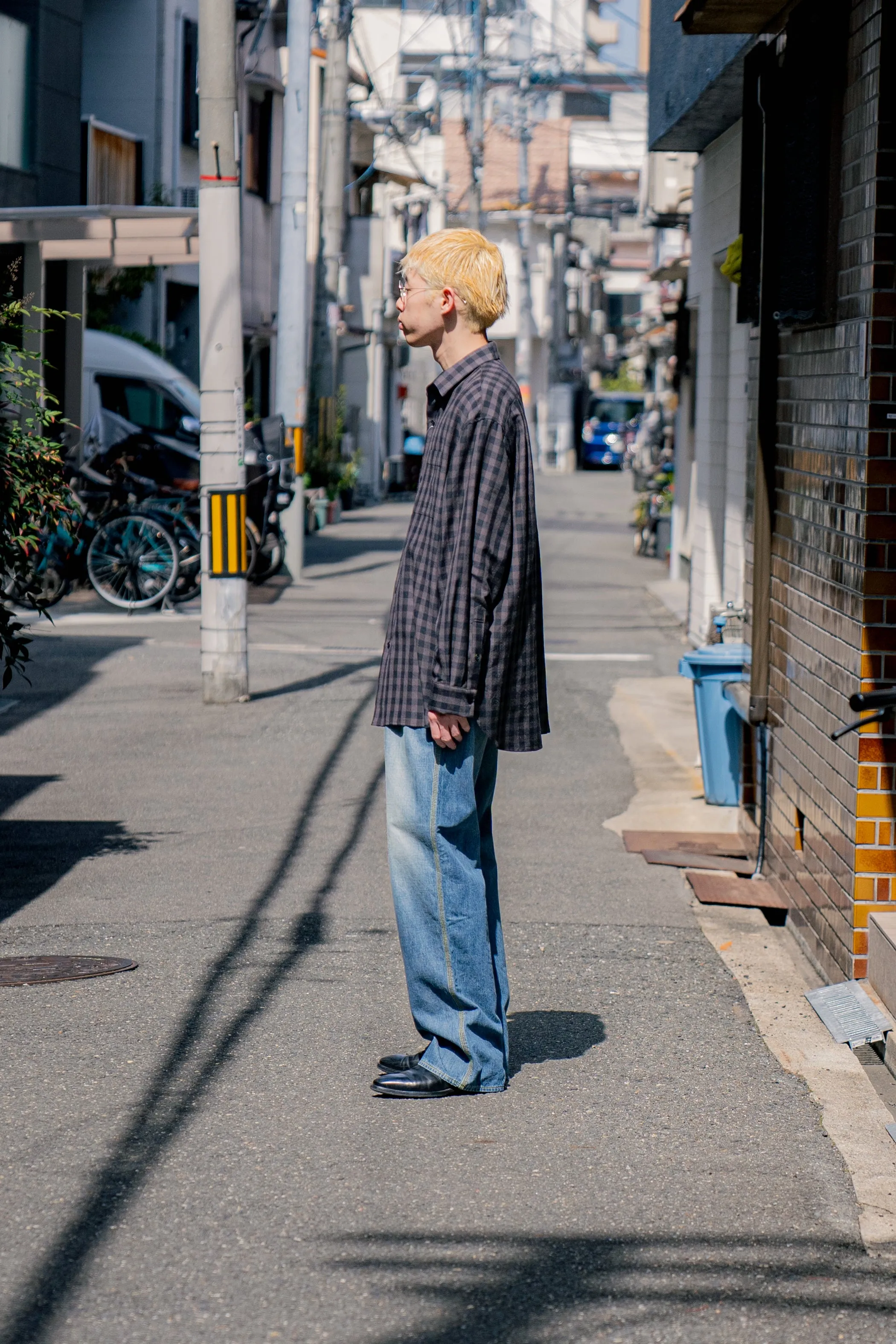 Silk Plaid Wide Shirts