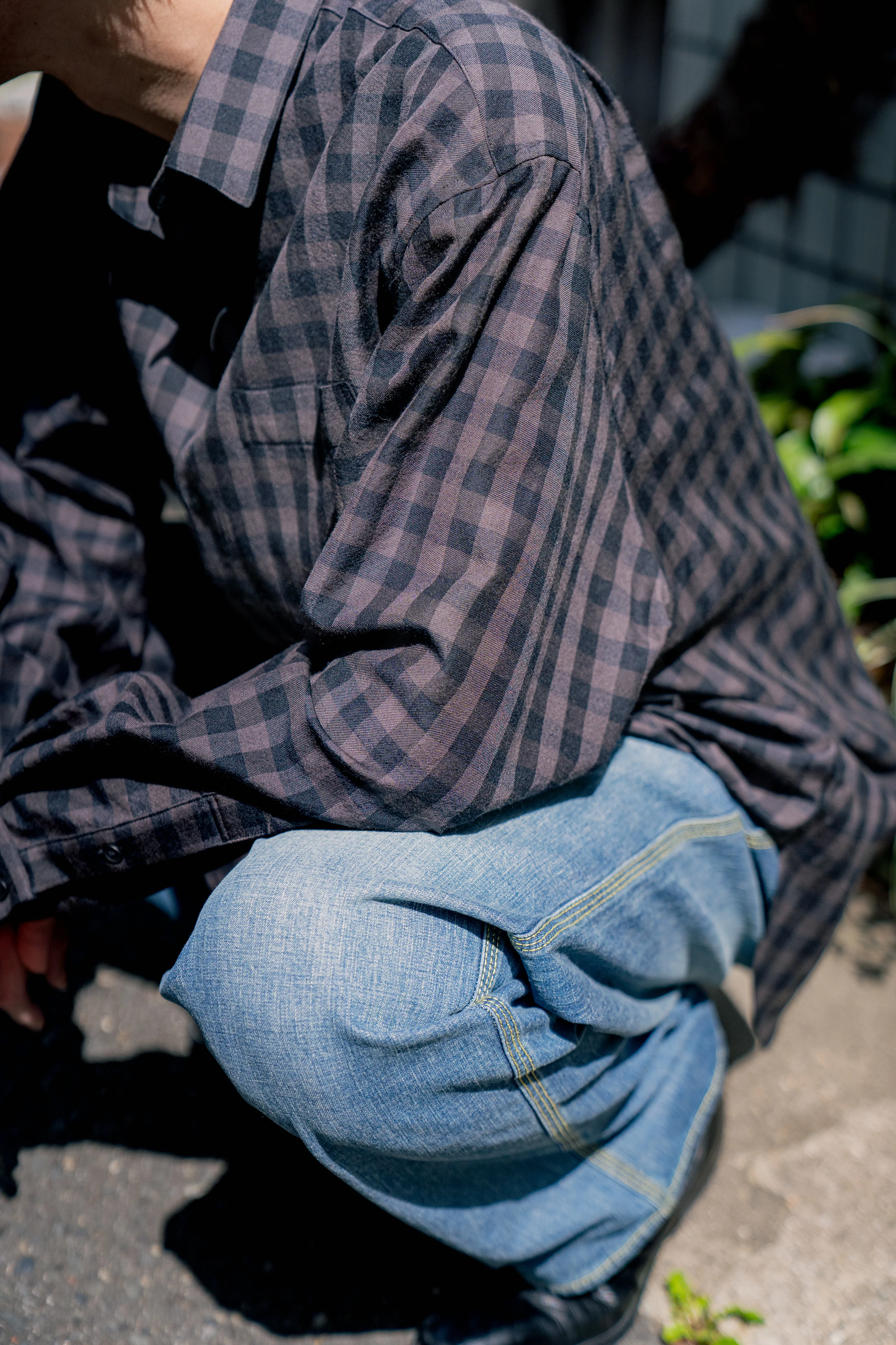 Silk Plaid Wide Shirts