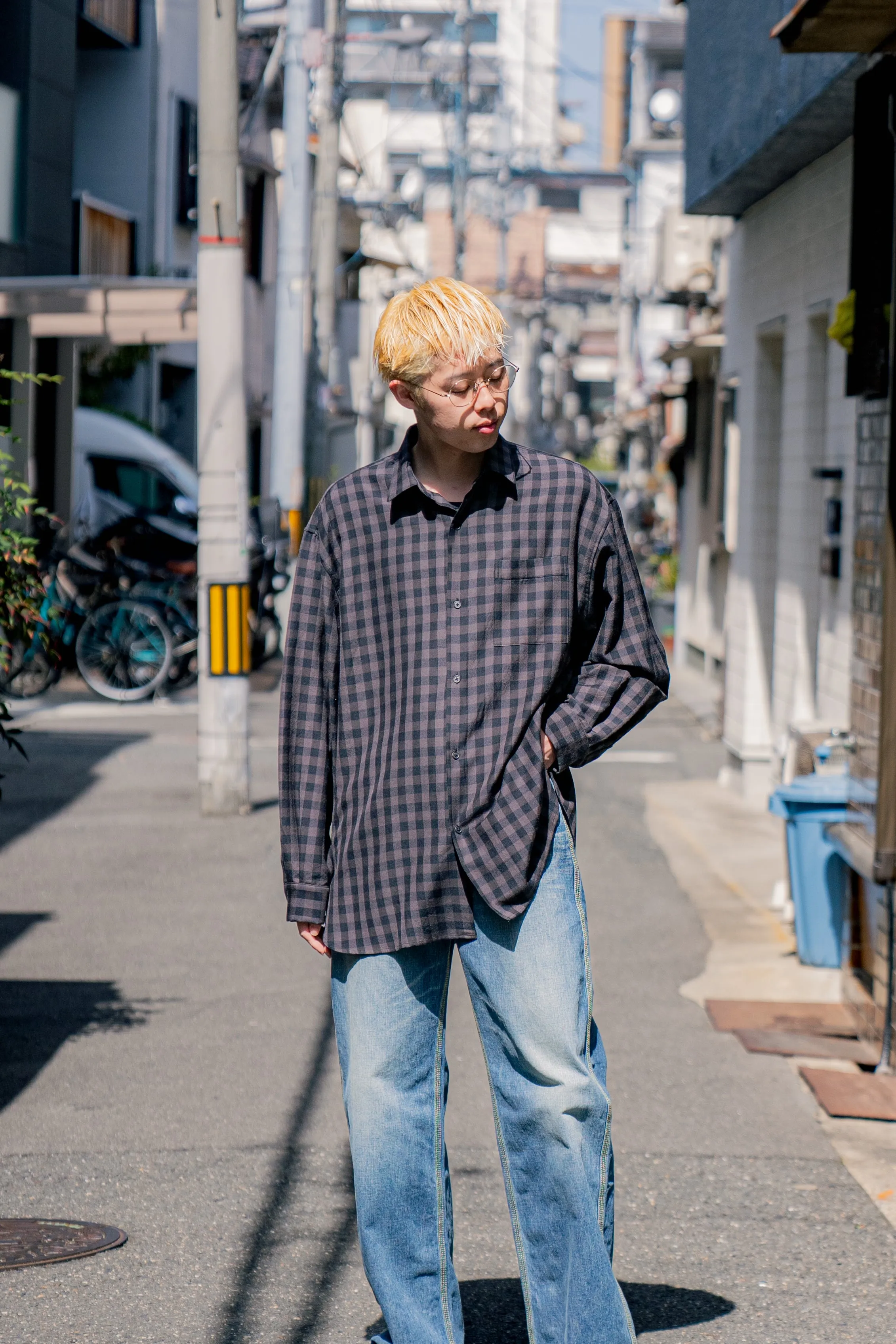 Silk Plaid Wide Shirts