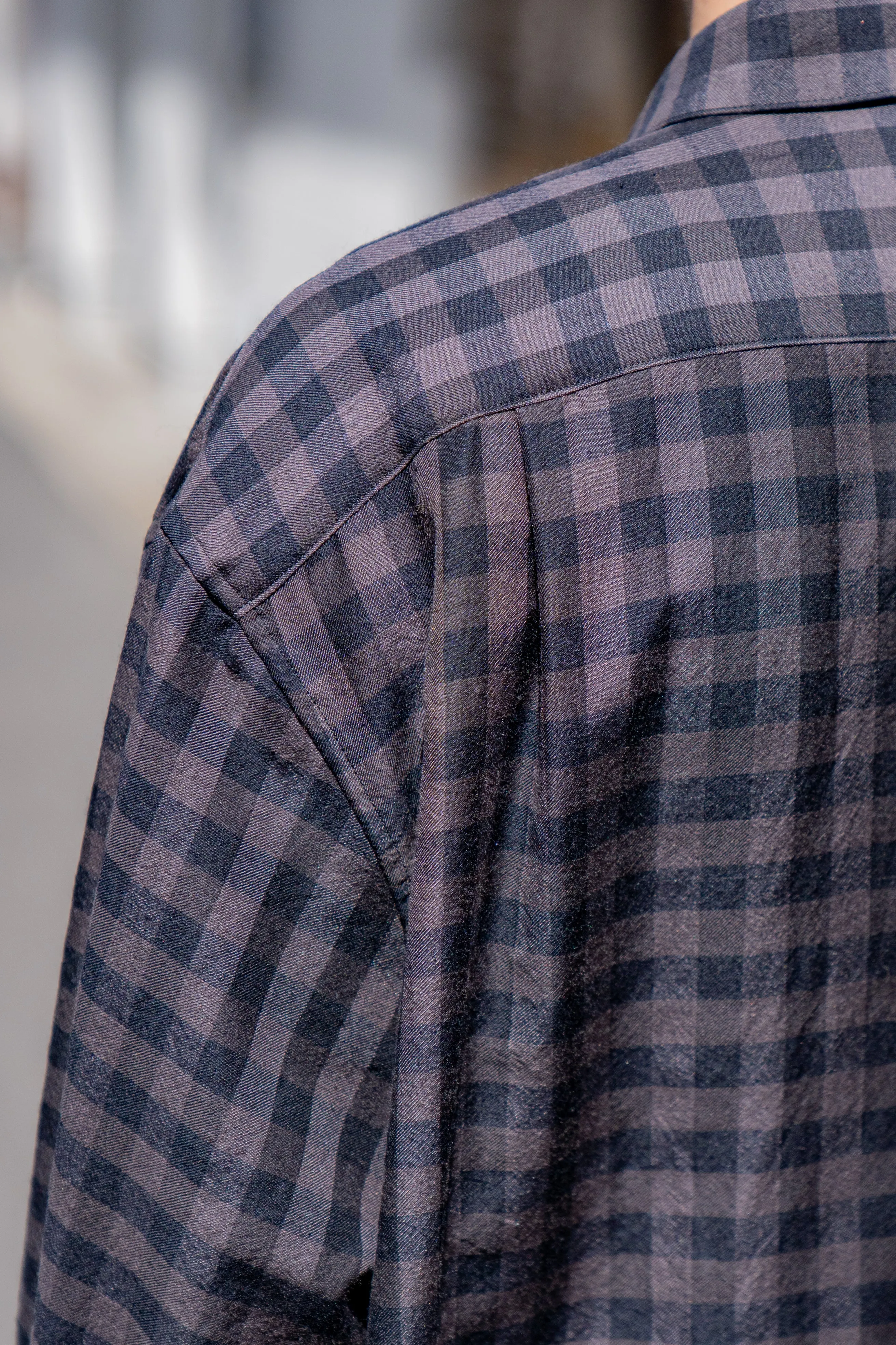 Silk Plaid Wide Shirts