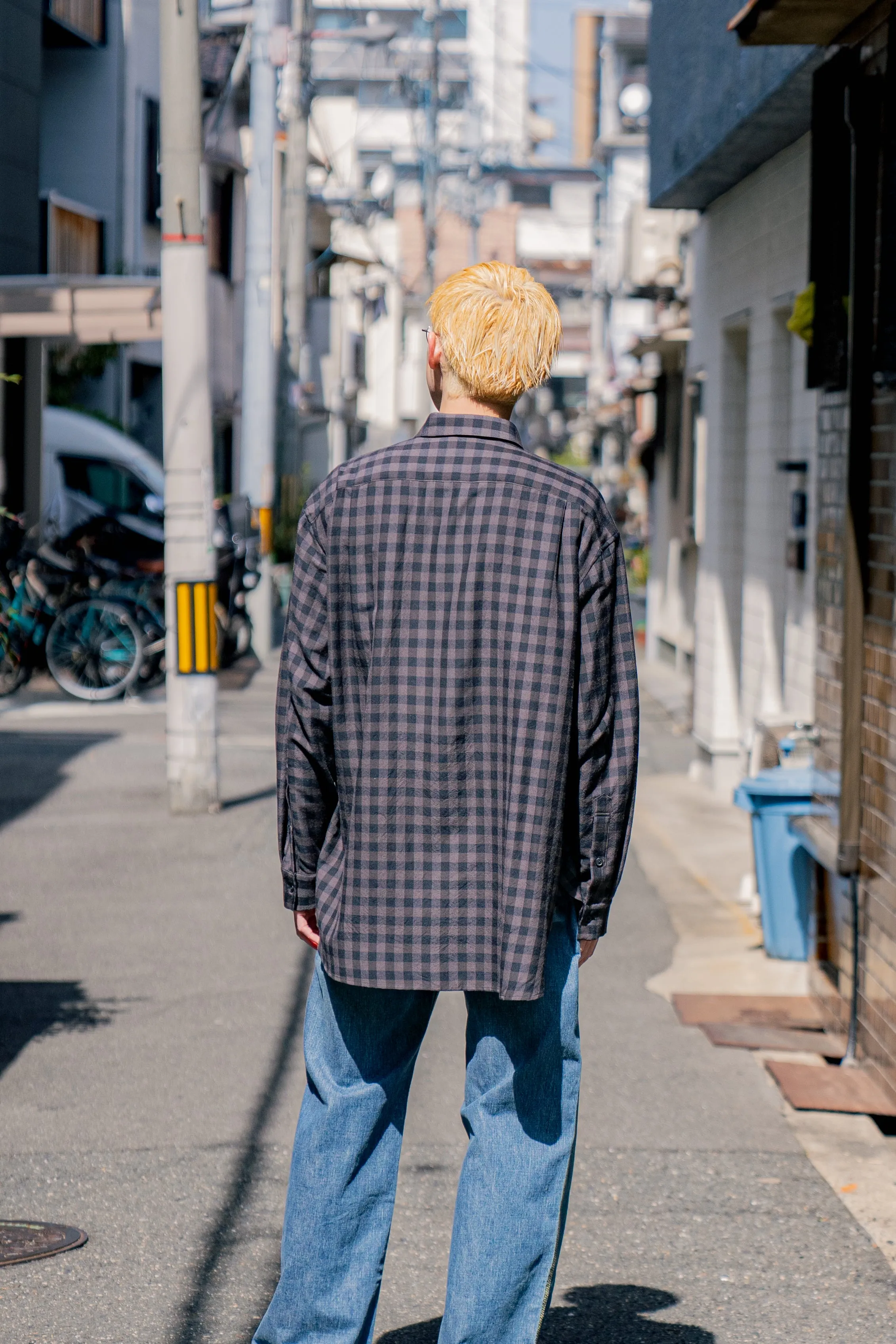 Silk Plaid Wide Shirts