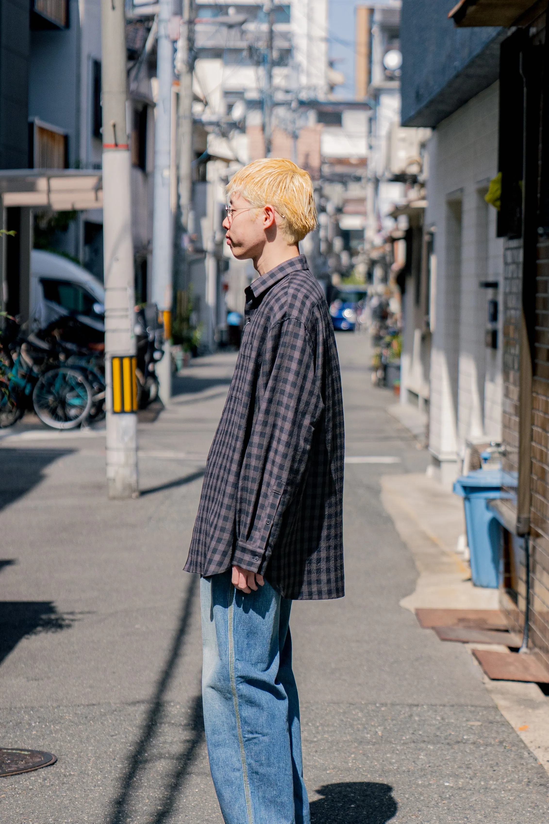 Silk Plaid Wide Shirts
