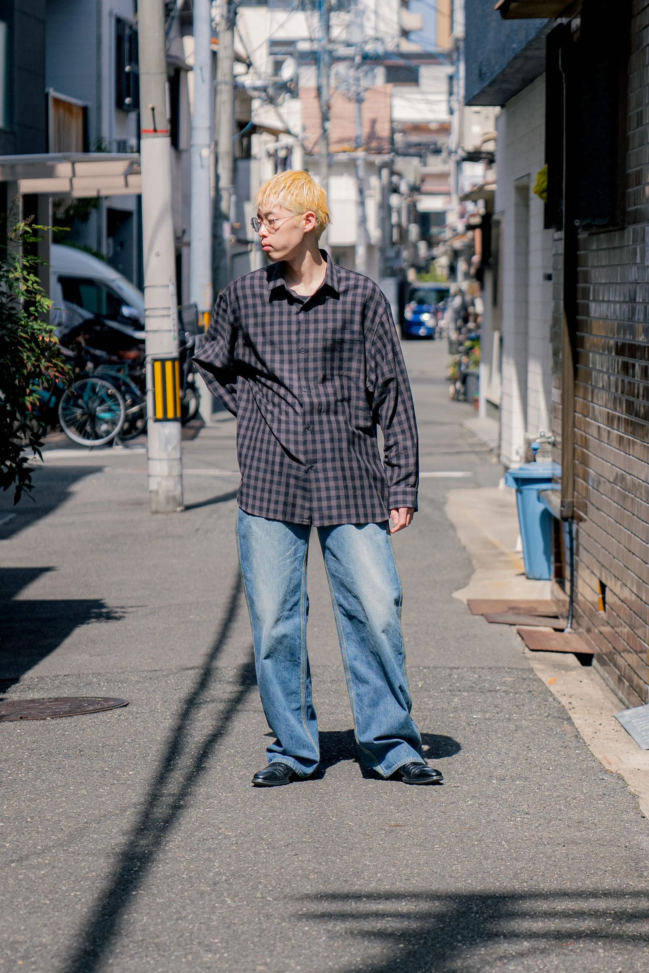 Silk Plaid Wide Shirts