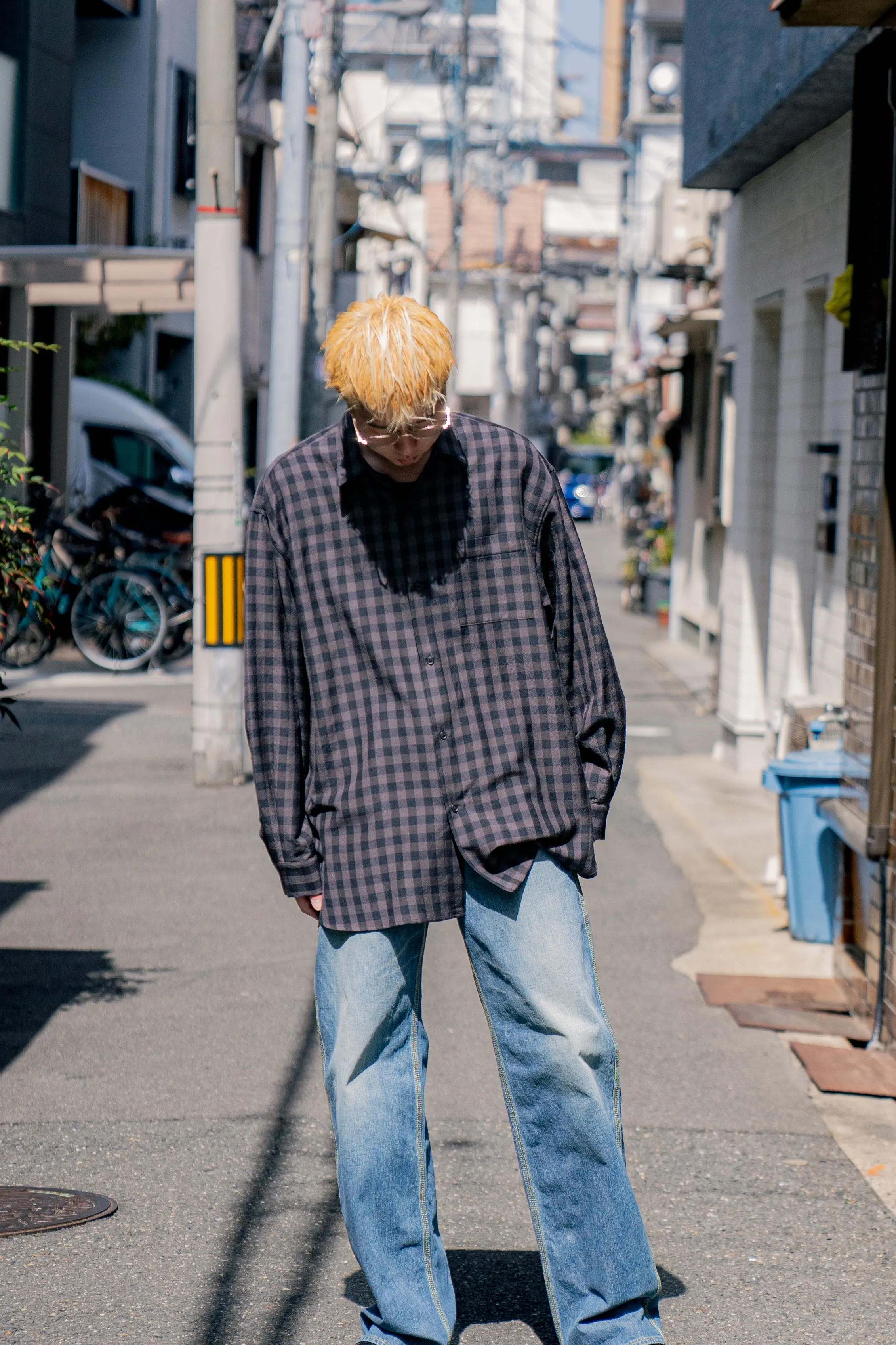 Silk Plaid Wide Shirts