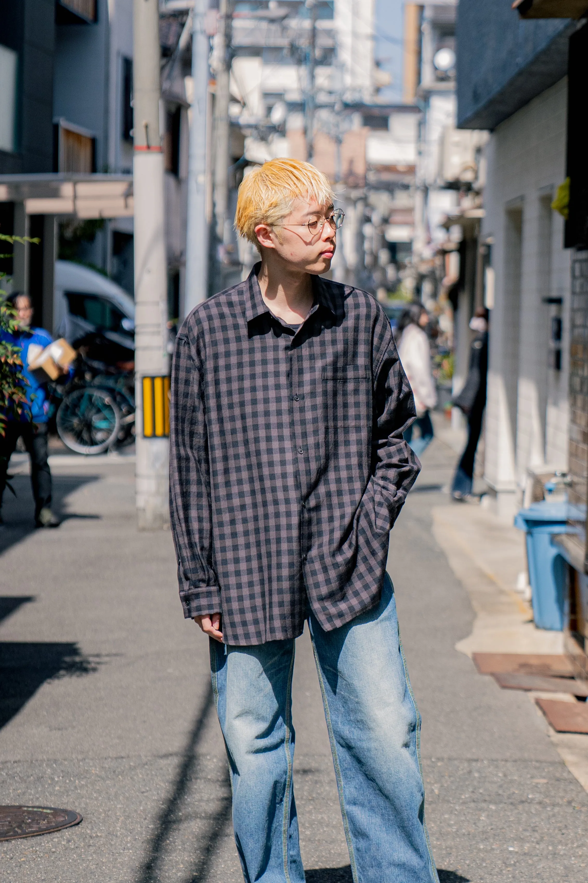 Silk Plaid Wide Shirts