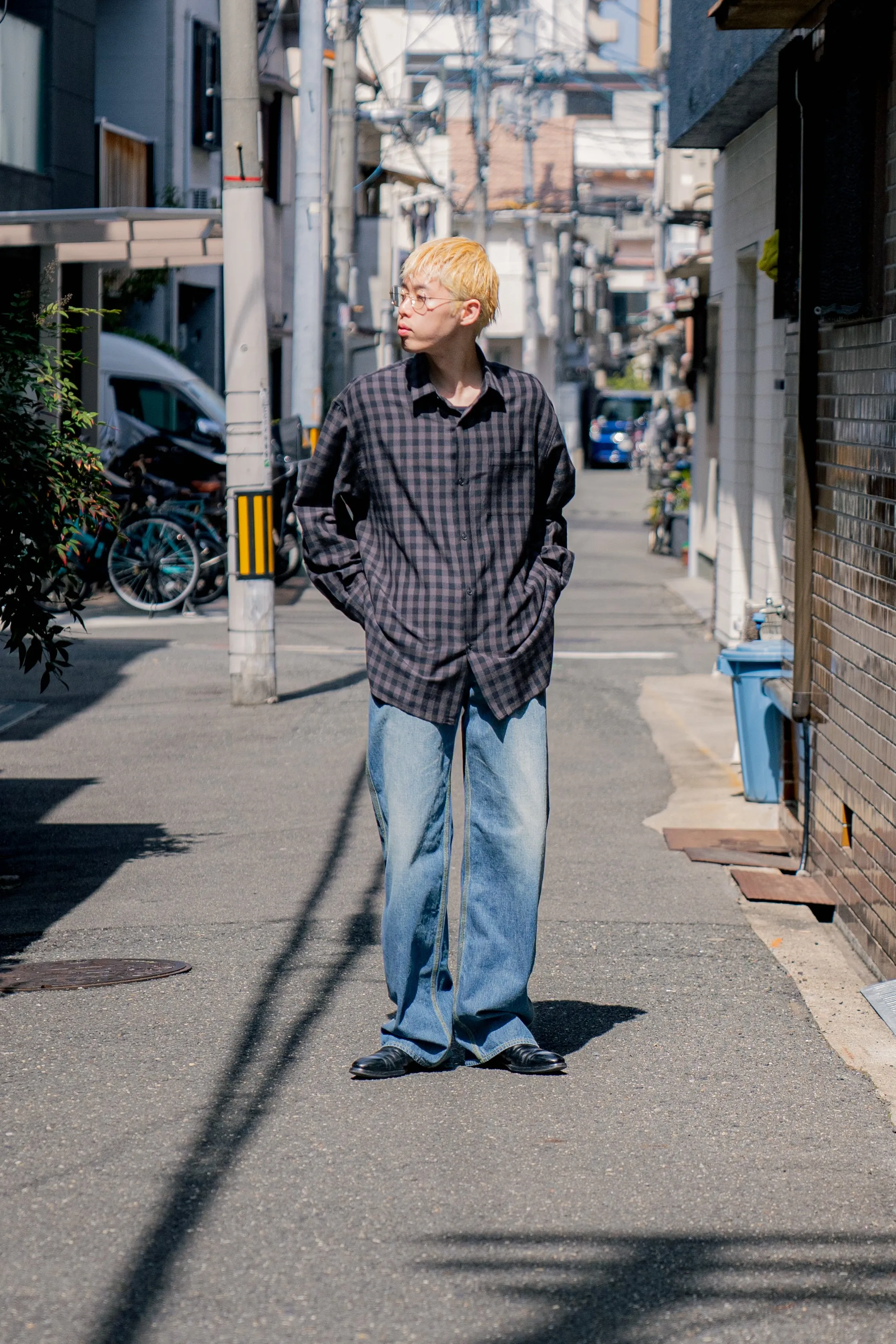 Silk Plaid Wide Shirts