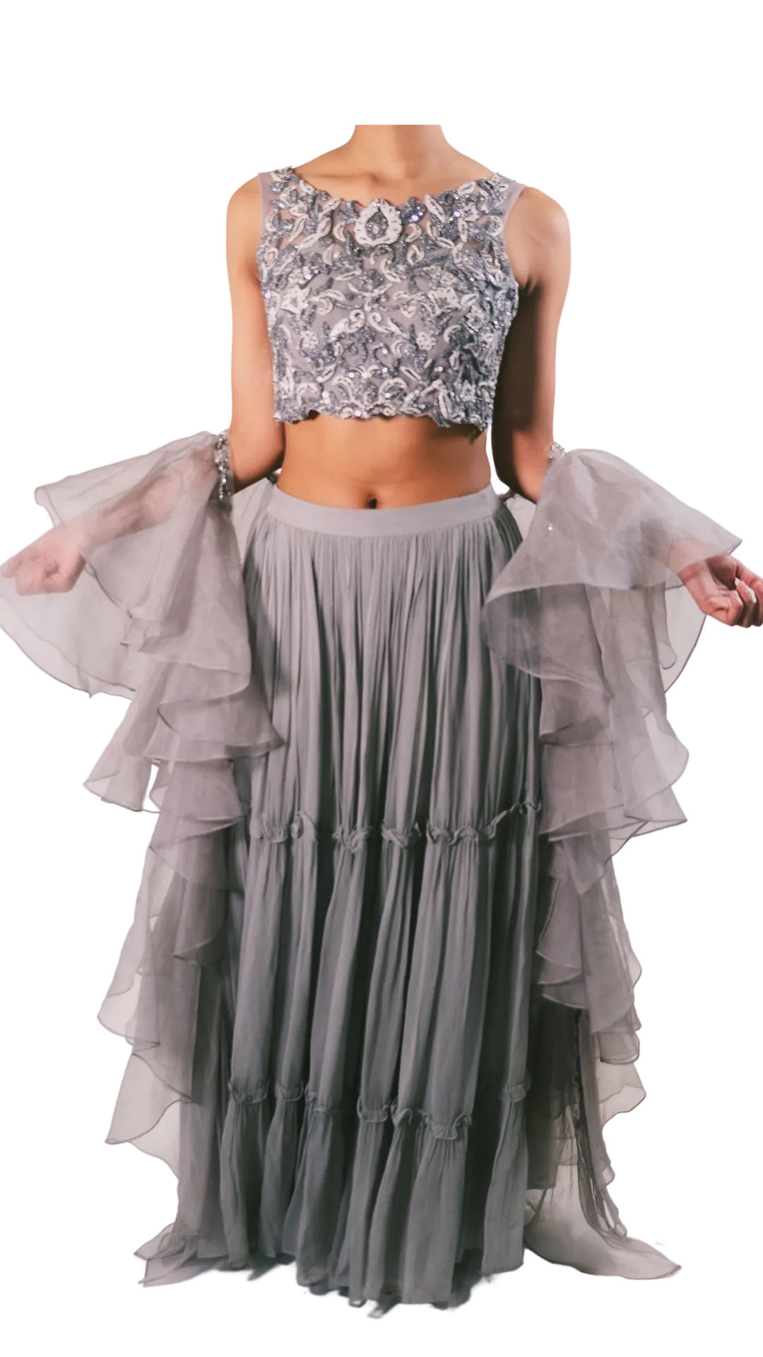 Silver Grey Embellished Lehenga