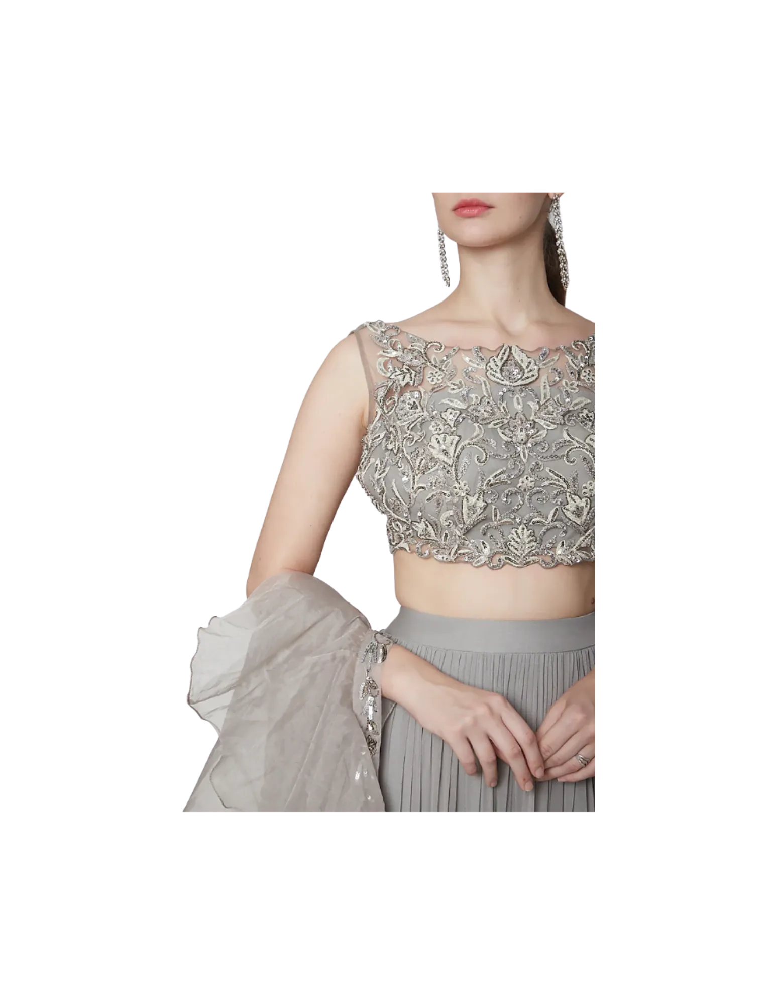 Silver Grey Embellished Lehenga