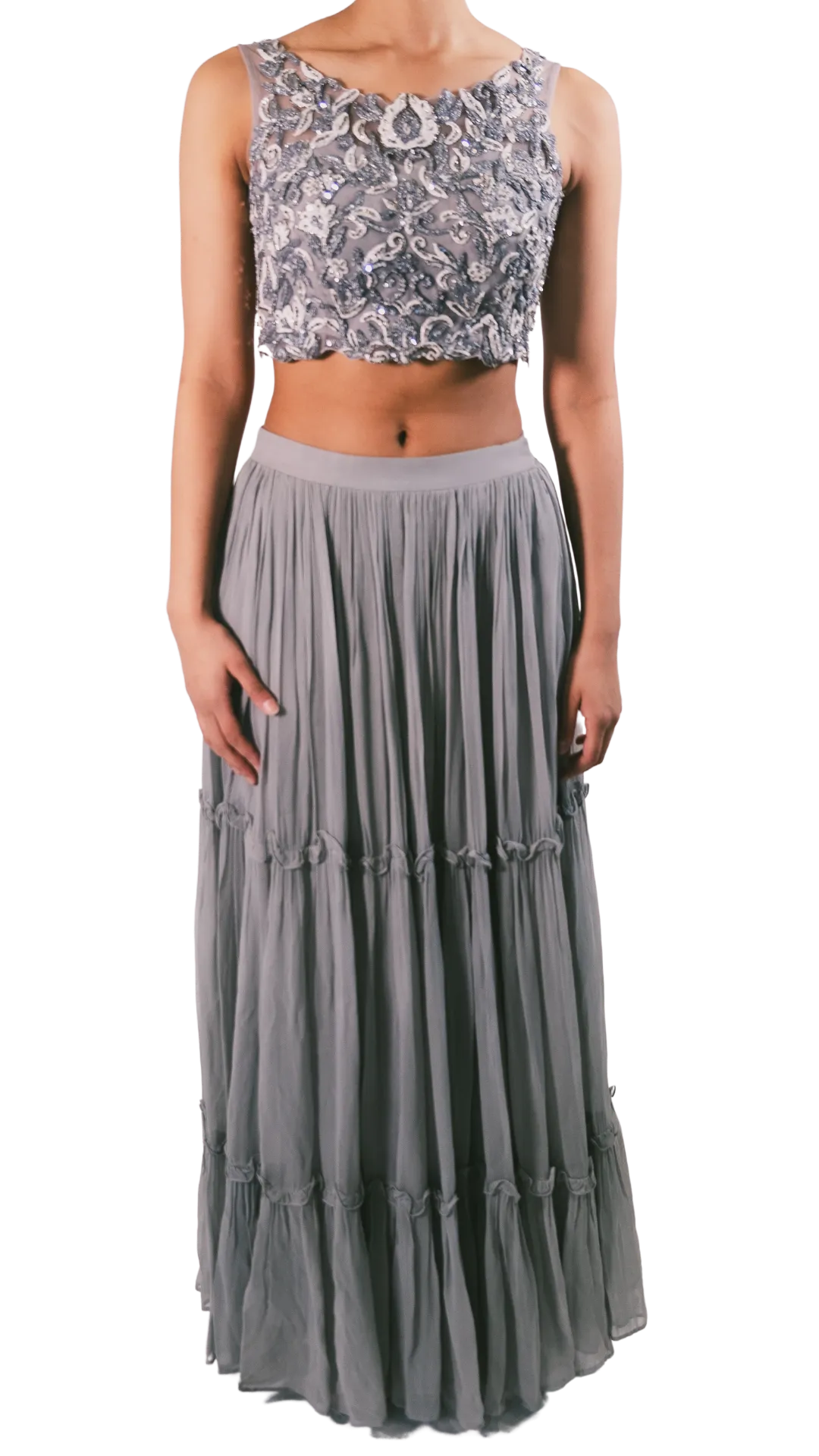 Silver Grey Embellished Lehenga