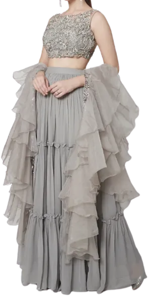 Silver Grey Embellished Lehenga