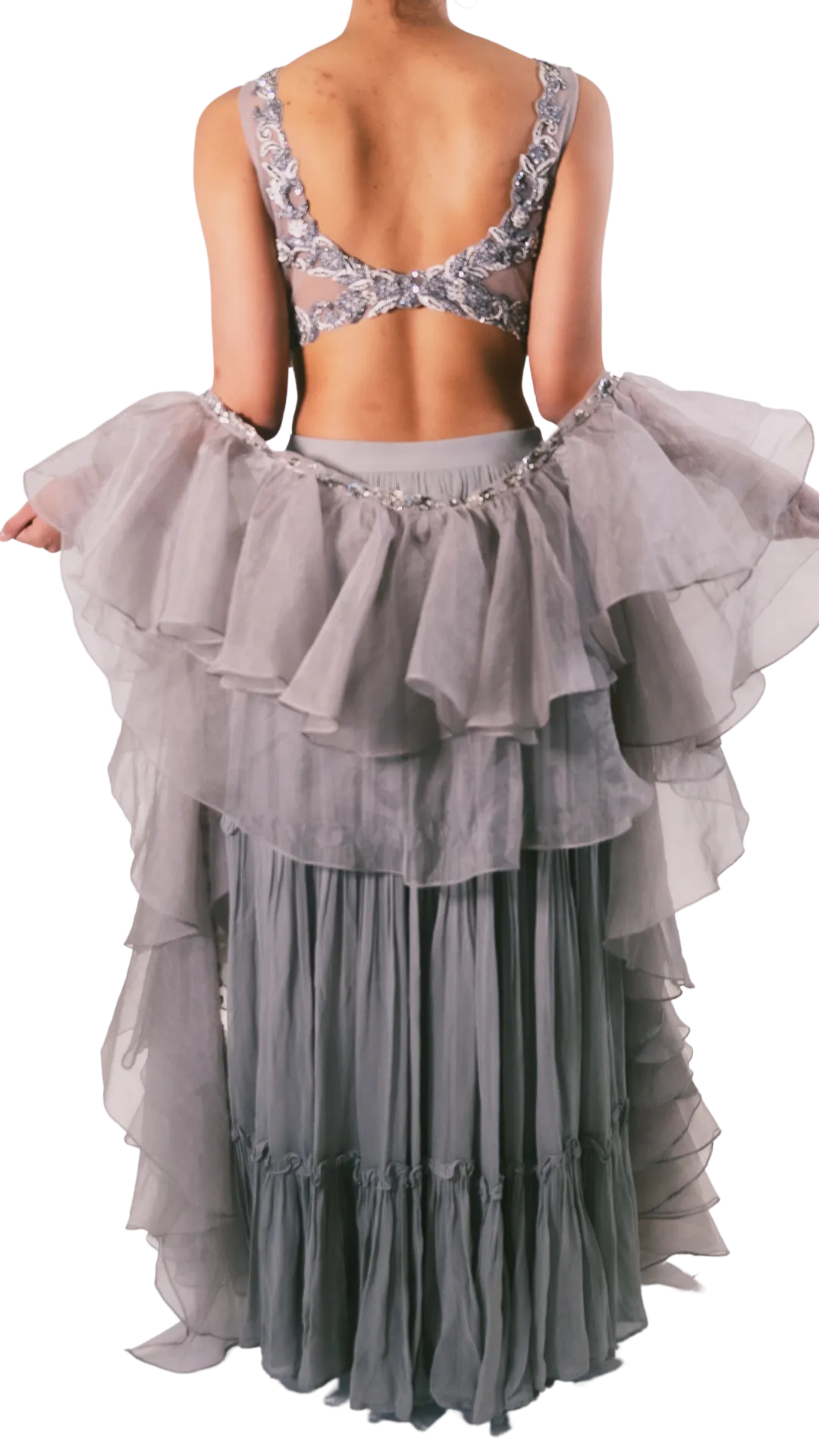 Silver Grey Embellished Lehenga